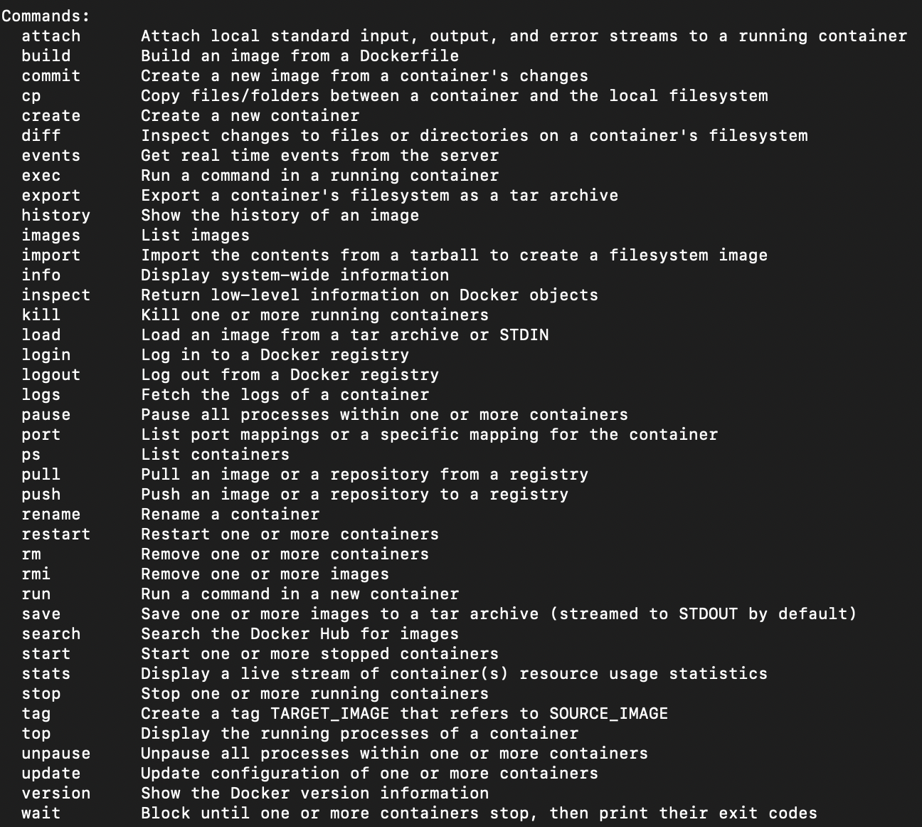 docker_commandlist