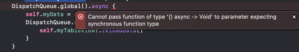 error use dispatchqueue at asyn/await